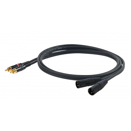 PROEL STAGE CHLP330LU15 CHALLENGE Series kabel stereo 2x wtyk RCA - 2x wtyk XLRm 3pin dł. 1.5m